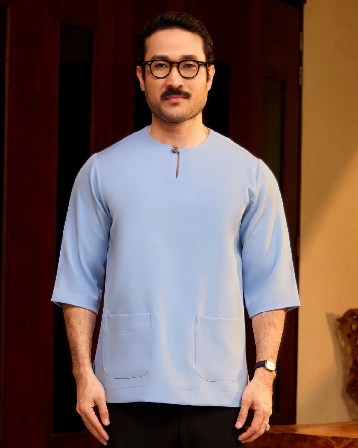 KURTA LAKSAMANA (PLAIN) FRONT POCKET - BABY BLUE