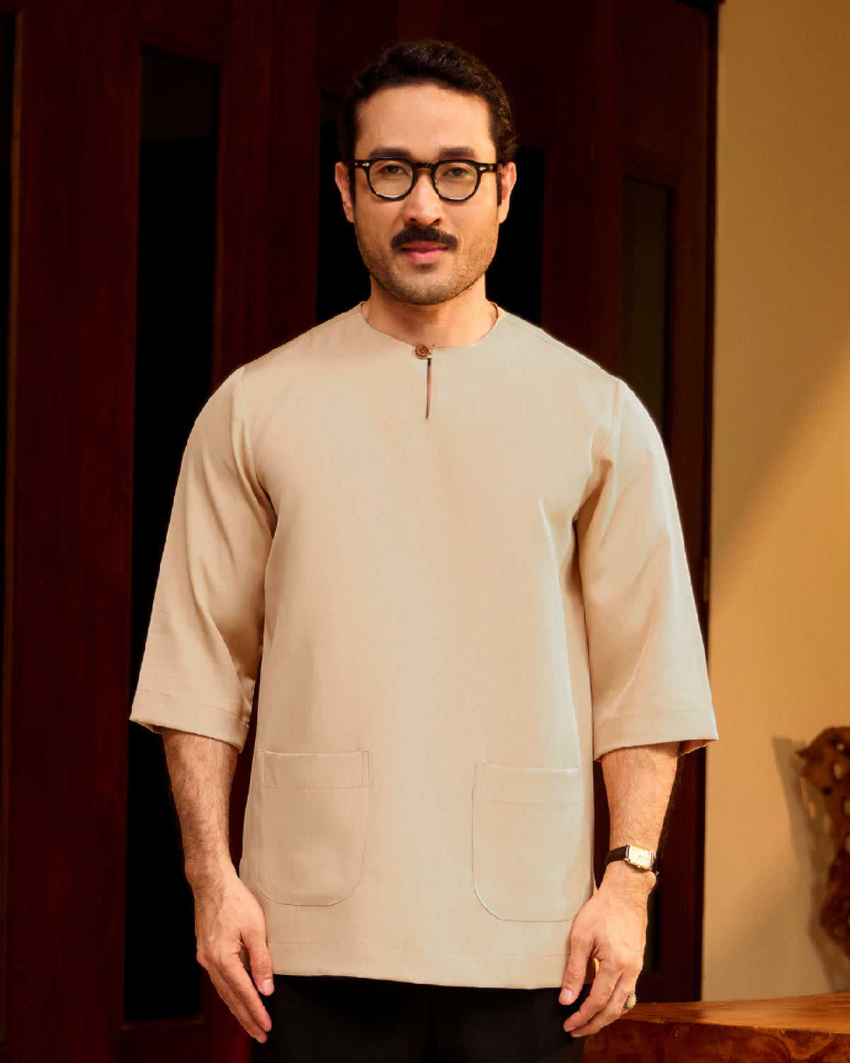 KURTA LAKSAMANA (PLAIN) FRONT POCKET - NUDE