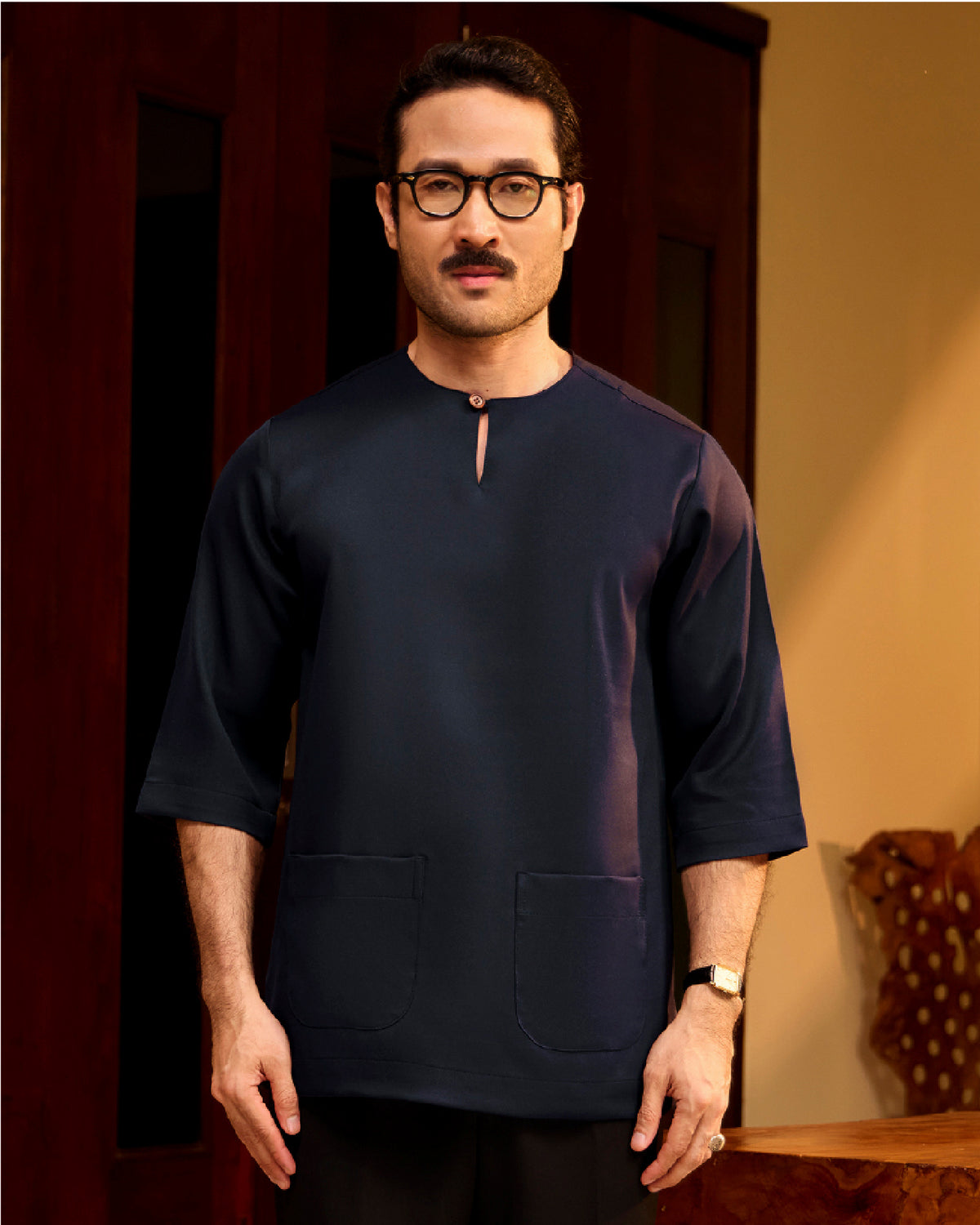 KURTA LAKSAMANA (PLAIN) FRONT POCKET - NAVY BLUE