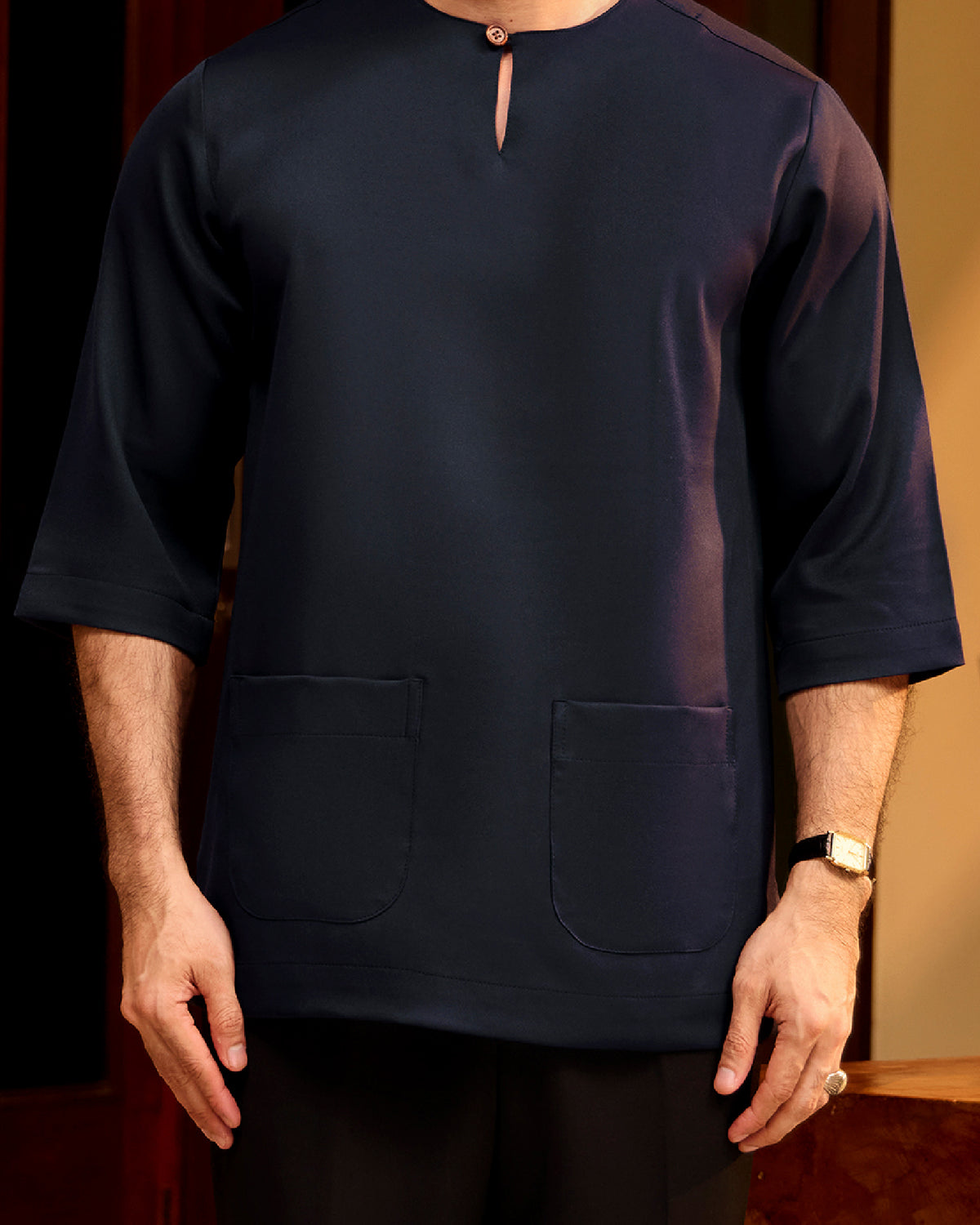 KURTA LAKSAMANA (PLAIN) FRONT POCKET - NAVY BLUE