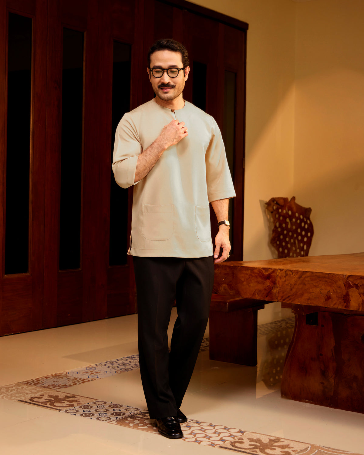 KURTA LAKSAMANA (PLAIN) FRONT POCKET - NUDE