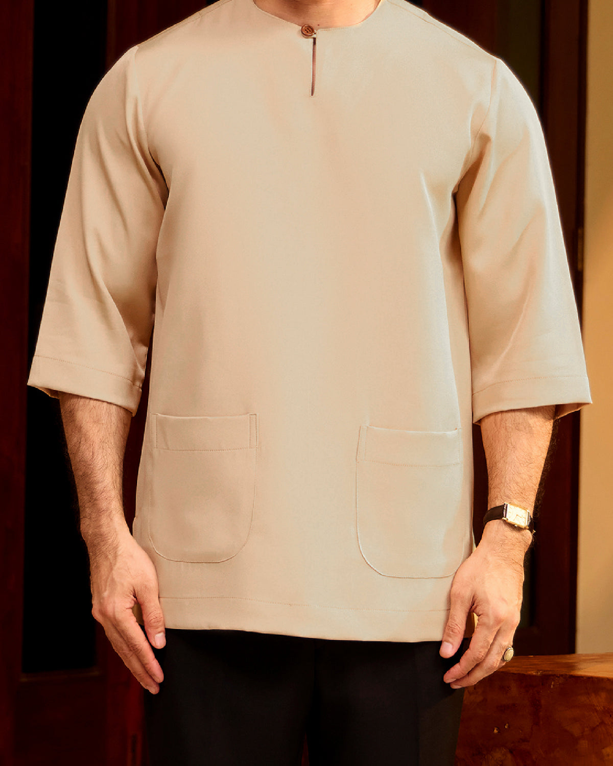 KURTA LAKSAMANA (PLAIN) FRONT POCKET - NUDE