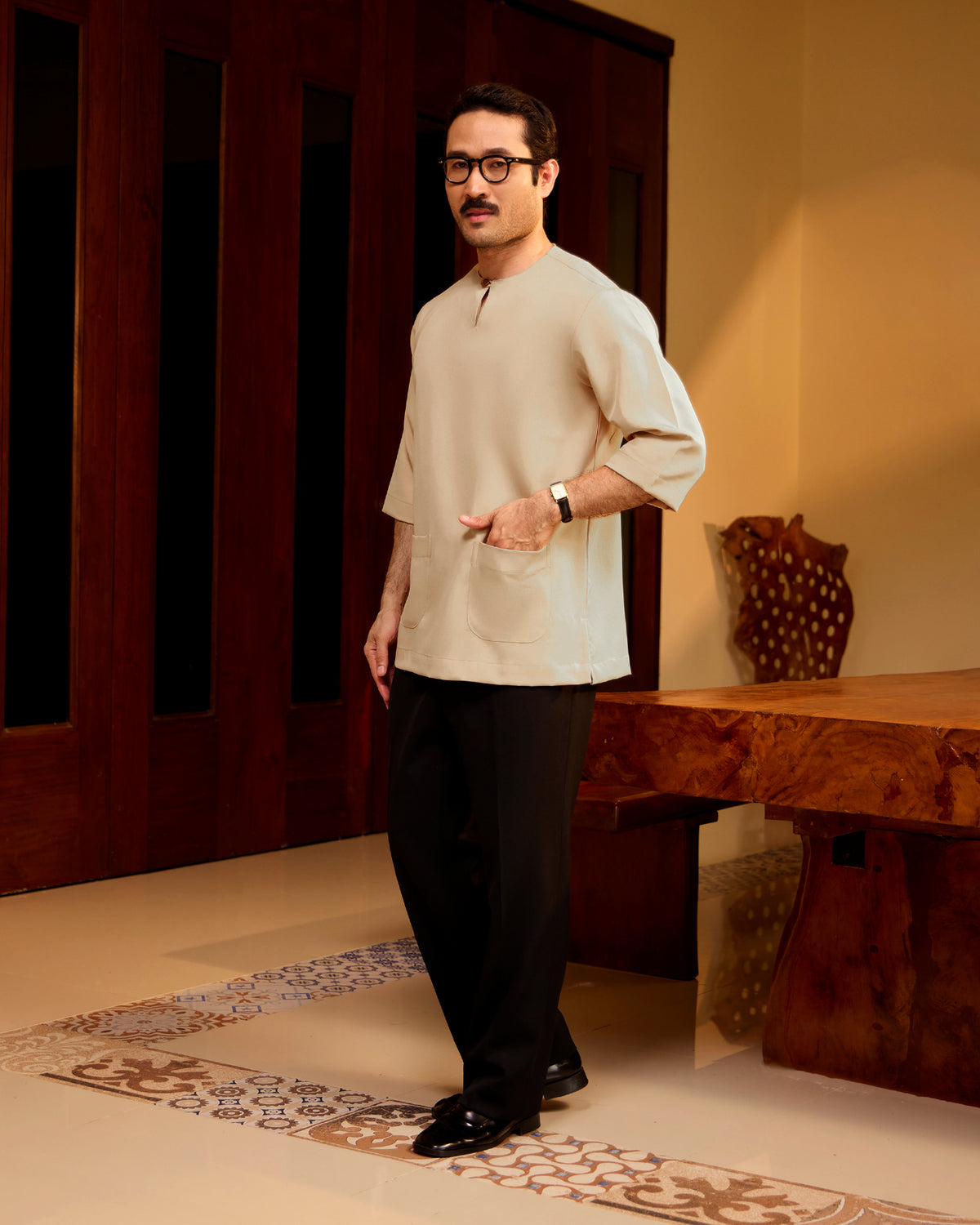 KURTA LAKSAMANA (PLAIN) FRONT POCKET - NUDE