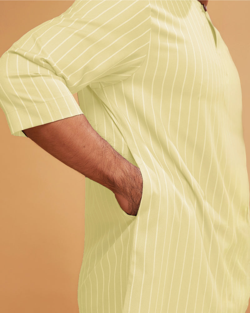 KURTA HADI (STRIPES) - SOFT YELLOW