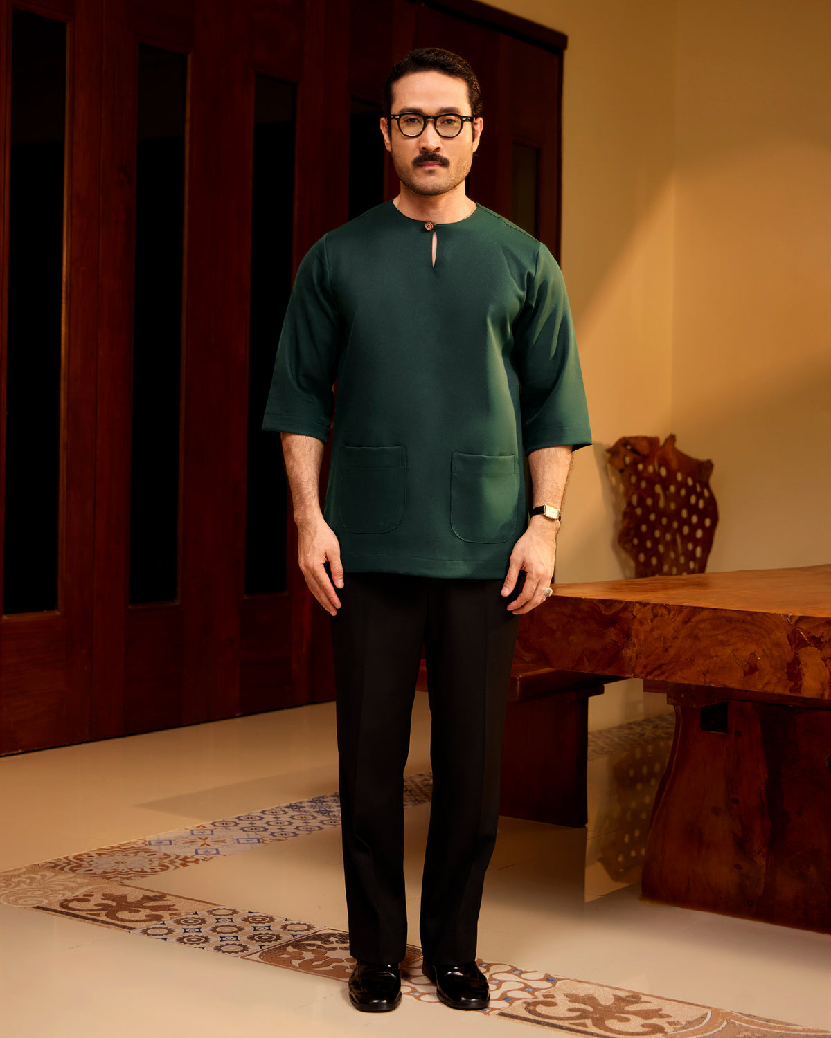 KURTA LAKSAMANA (PLAIN) FRONT POCKET - EMERALD GREEN