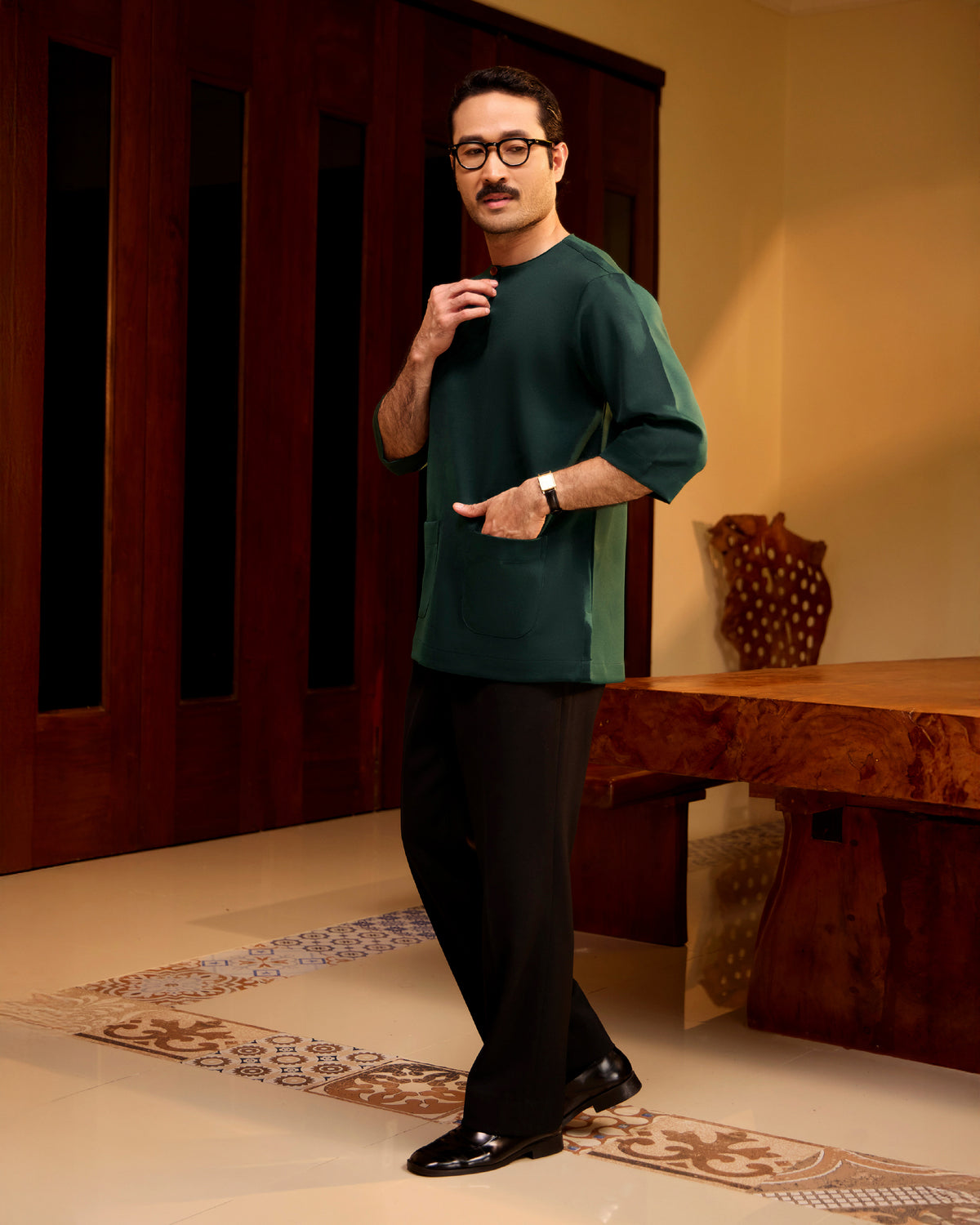 KURTA LAKSAMANA (PLAIN) FRONT POCKET - EMERALD GREEN