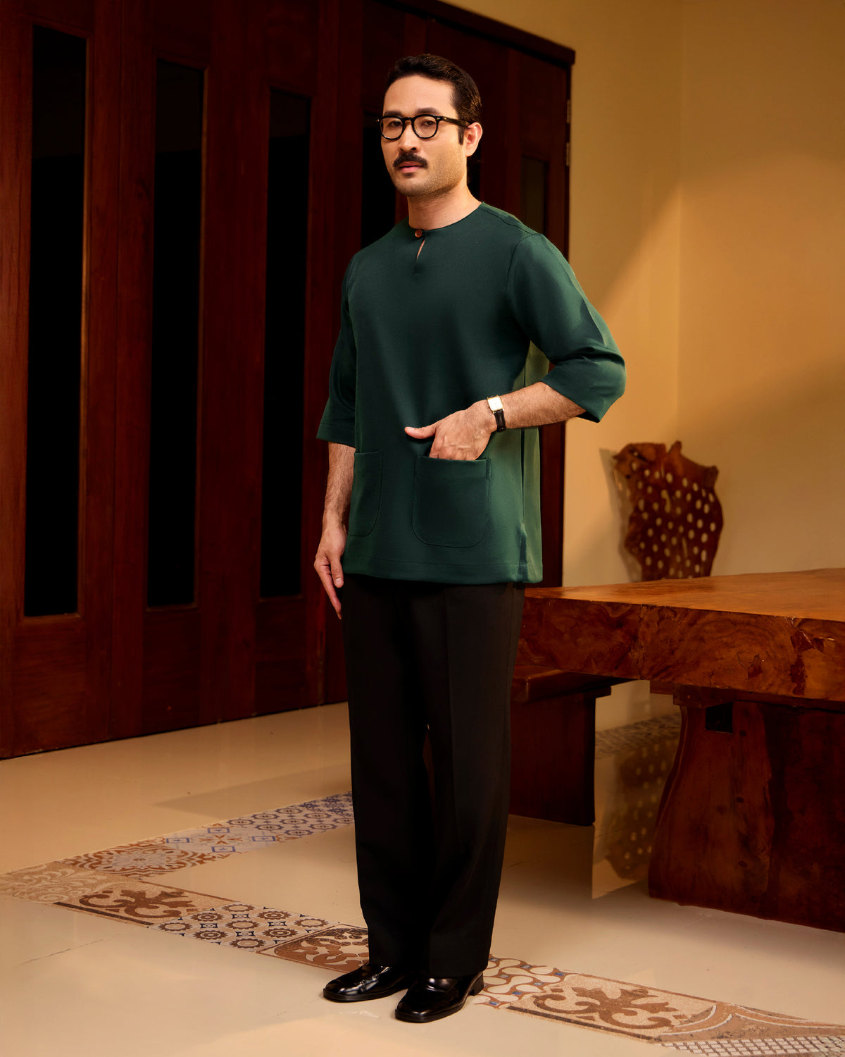 KURTA LAKSAMANA (PLAIN) FRONT POCKET - EMERALD GREEN