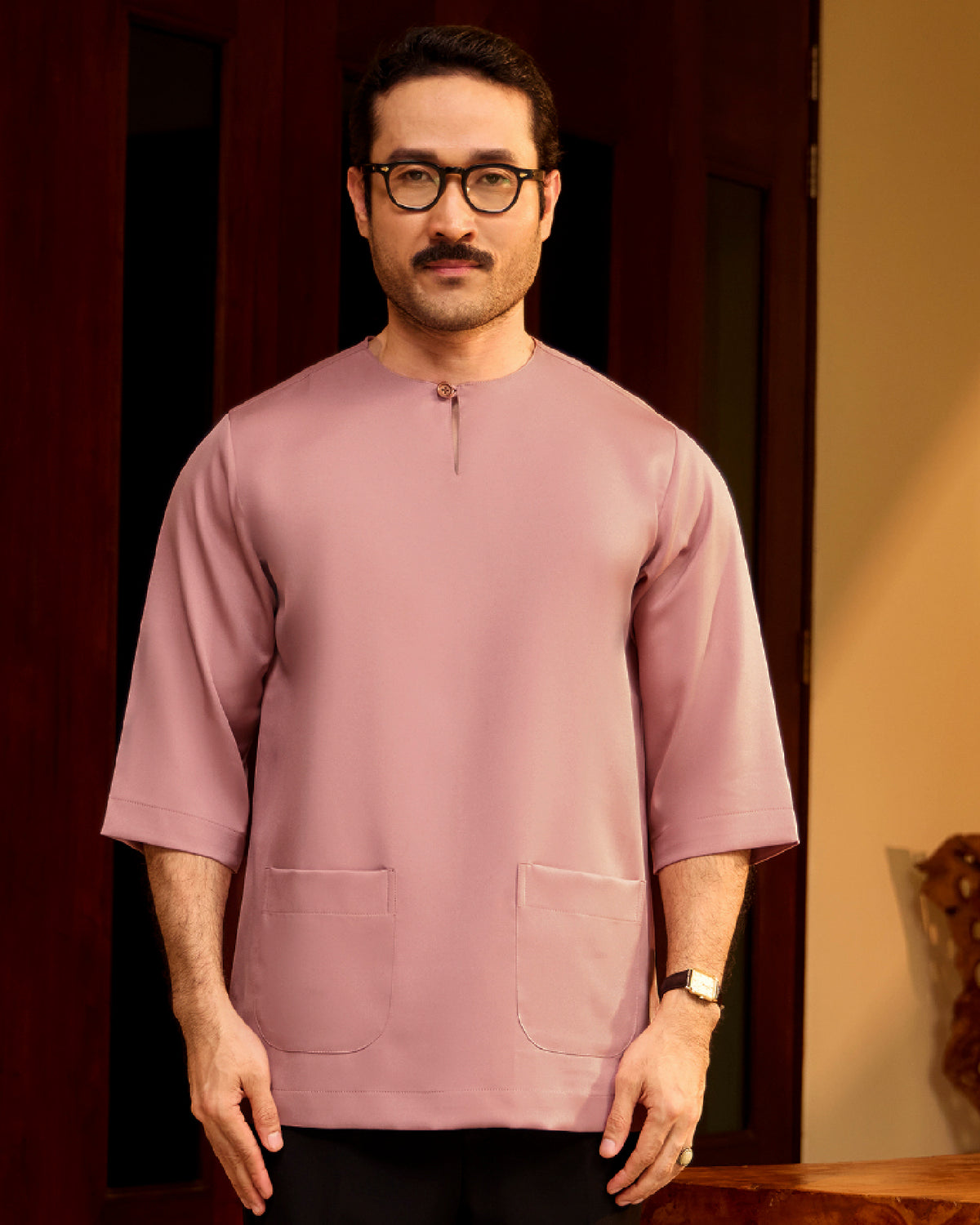 KURTA LAKSAMANA (PLAIN) FRONT POCKET - DUSTY PINK