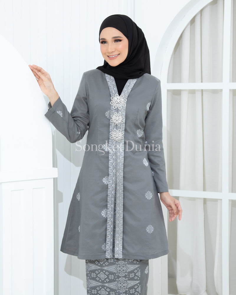 GREY - SILVER | Kurung Anggun - Kebaya