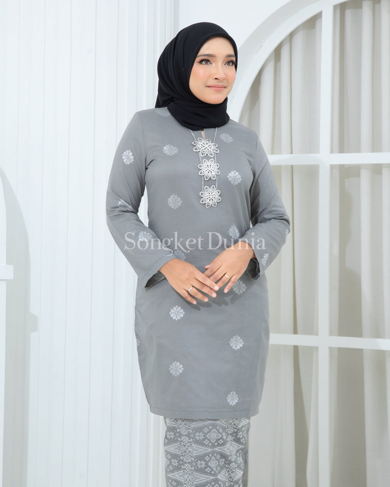 GREY - SILVER | Kurung Layla - Moden