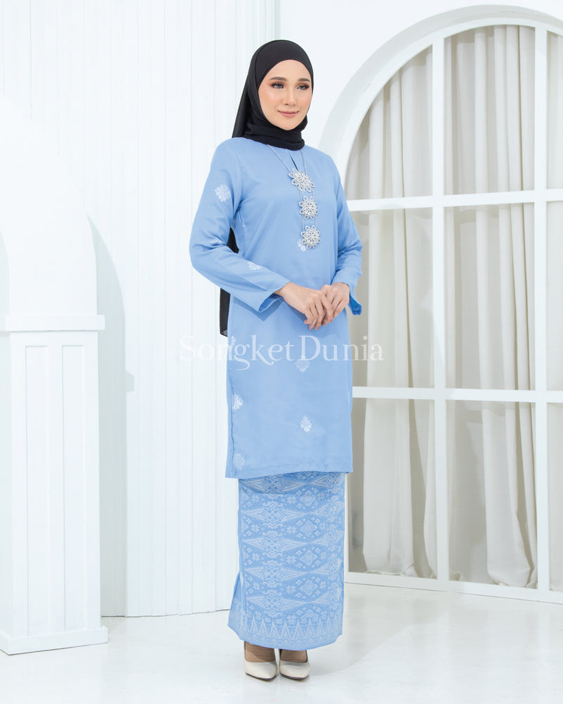 SKY BLUE - SILVER | Kurung Layla - Moden