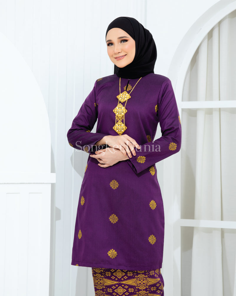 PURPLE MANGGIS - GOLD | Kurung Layla - Moden