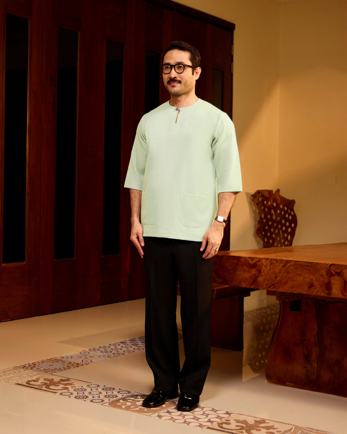 KURTA LAKSAMANA (PLAIN) FRONT POCKET - MINT GREEN