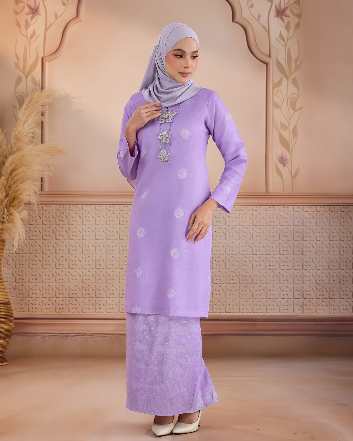 KURUNG LAYLA (MODEN) | SOFT LILAC - SILVER