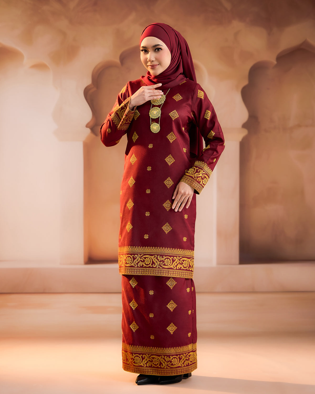 KURUNG PURNAMA (MODEN) RTW | MAROON GOLD