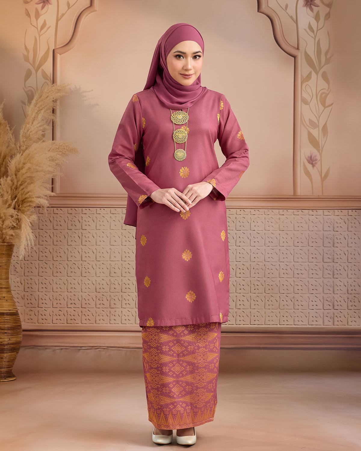 KURUNG LAYLA (MODEN) | DUSTY PINK - GOLD