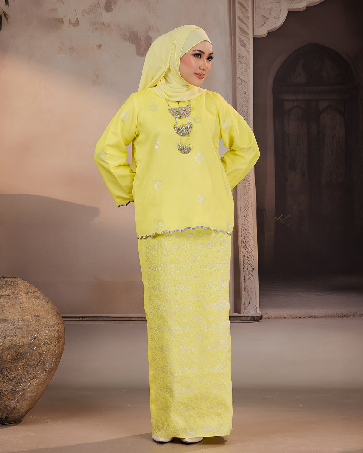 KURUNG RATNA (KEDAH SULAM) | SOFT YELLOW - SILVER
