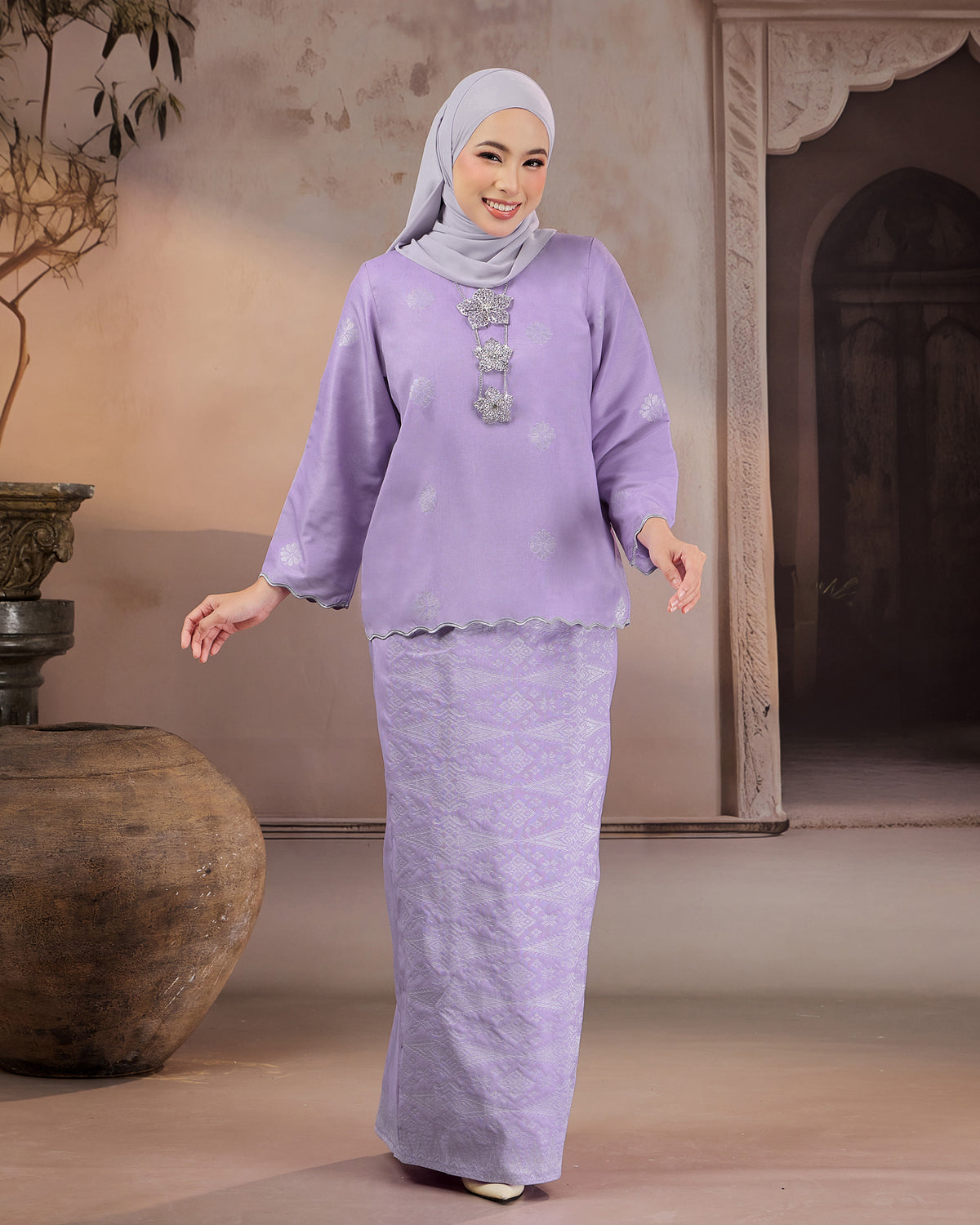 KURUNG RATNA (KEDAH SULAM) | DUSTY PURPLE - SILVER