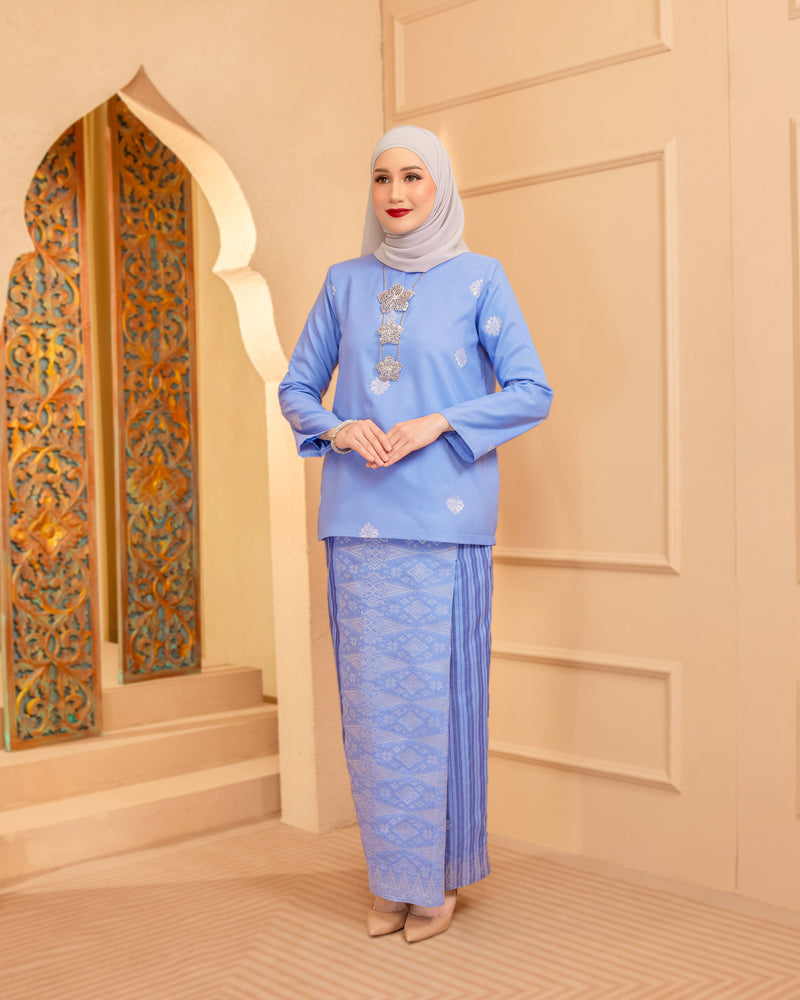 KURUNG MAHSURI (KEDAH) - Songket Jalur | Baby Blue-Navy Blue