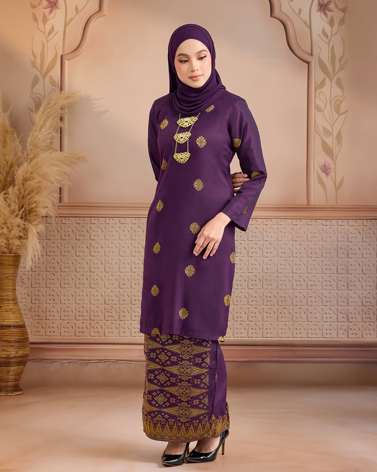 KURUNG LAYLA (MODEN) | PURPLE MANGGIS - GOLD