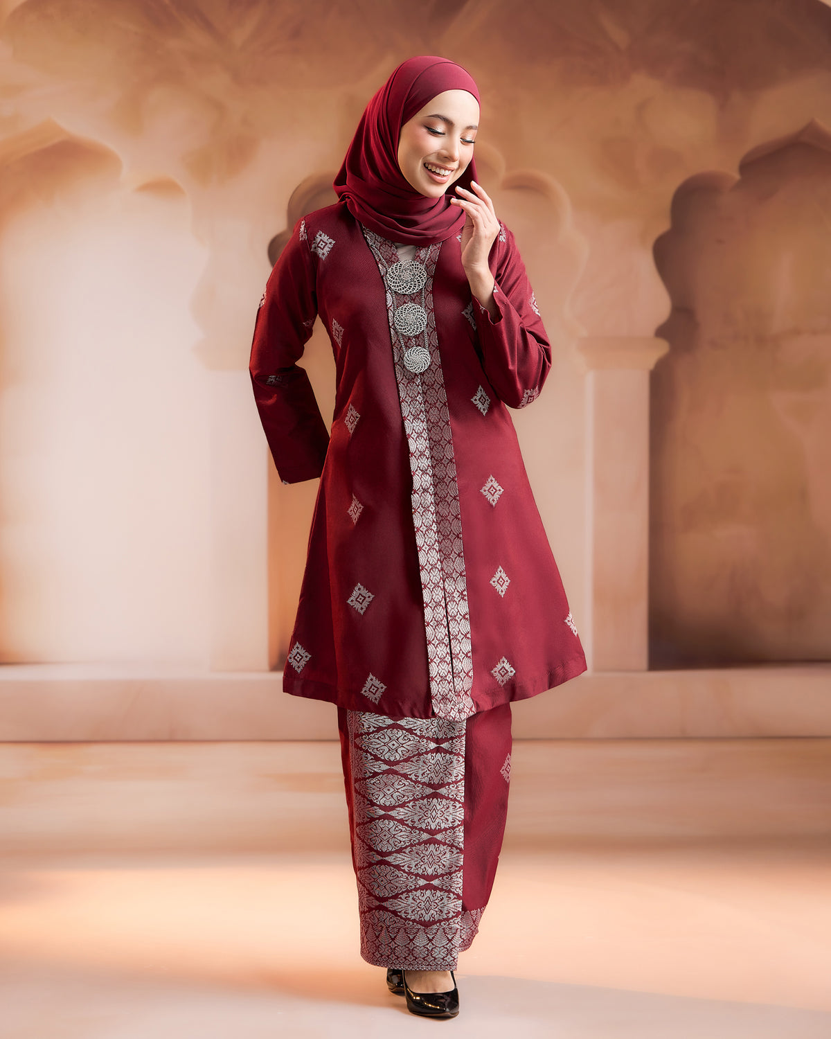 KURUNG NILAMSARI (KEBAYA) RTW | MAROON SILVER