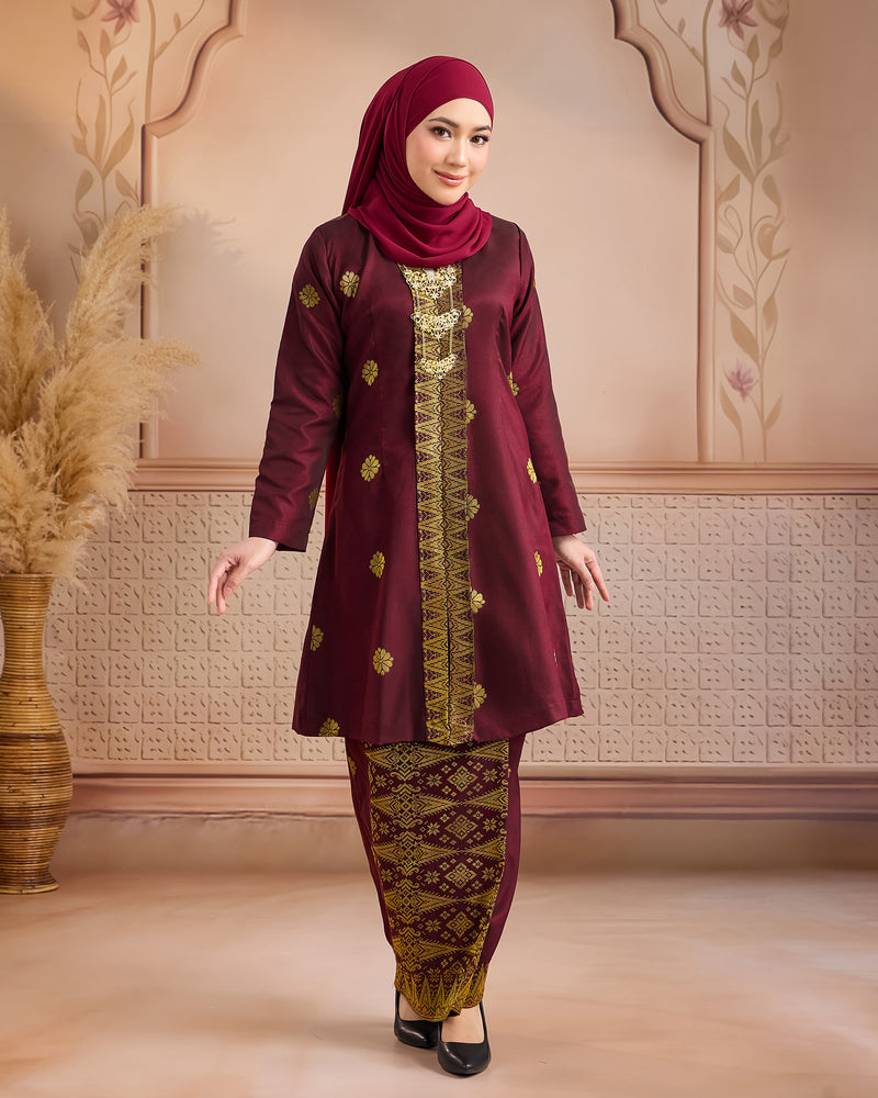 KURUNG ANGGUN (KEBAYA) | MAROON - GOLD