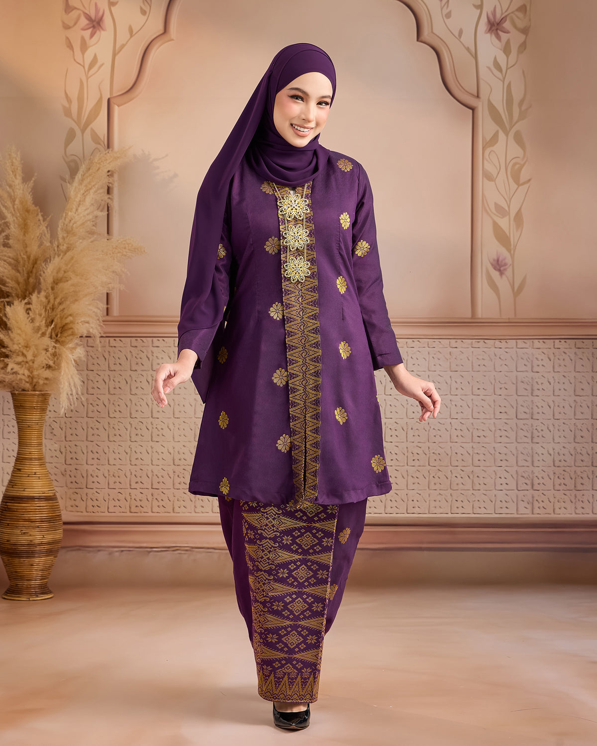 KURUNG ANGGUN (KEBAYA) | PURPLE MANGGIS - GOLD