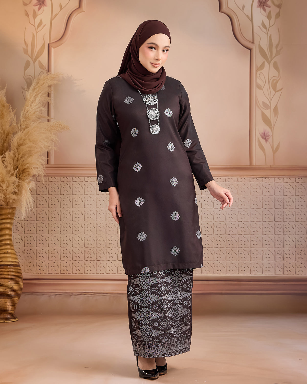 KURUNG LAYLA (MODEN) | RICH BROWN - SILVER