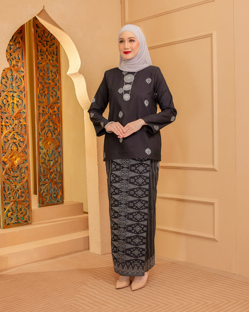 KURUNG MAHSURI (KEDAH) - Songket Jalur | Black-Grey