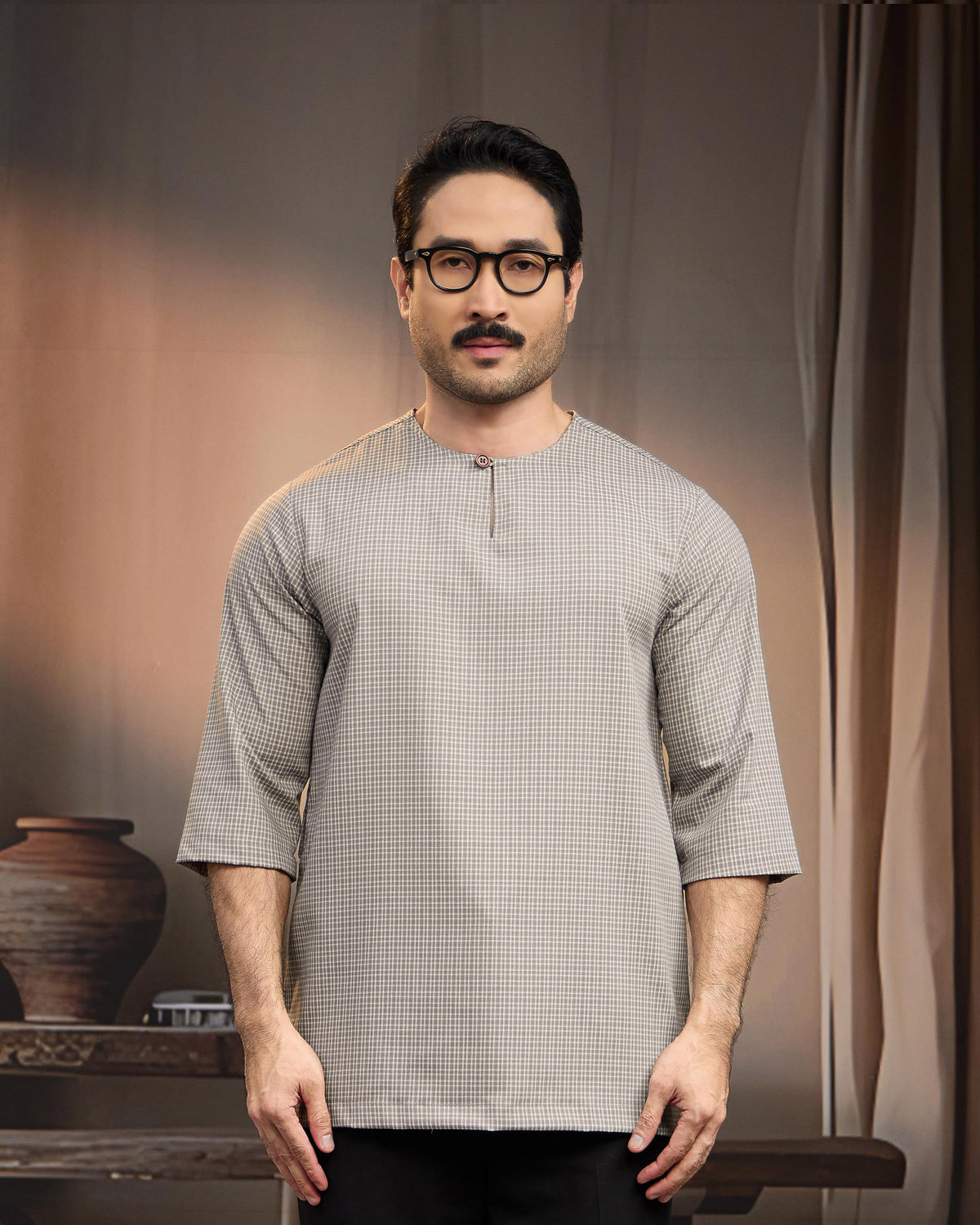 KURTA BAHARI (Checked) - GREY