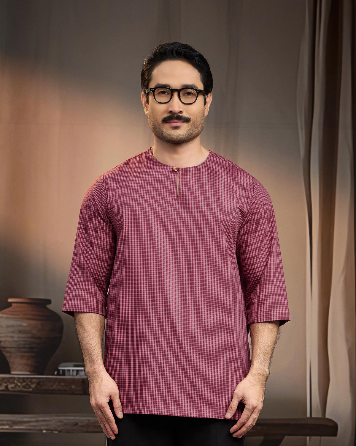 KURTA BAHARI (Checked) - MAROON