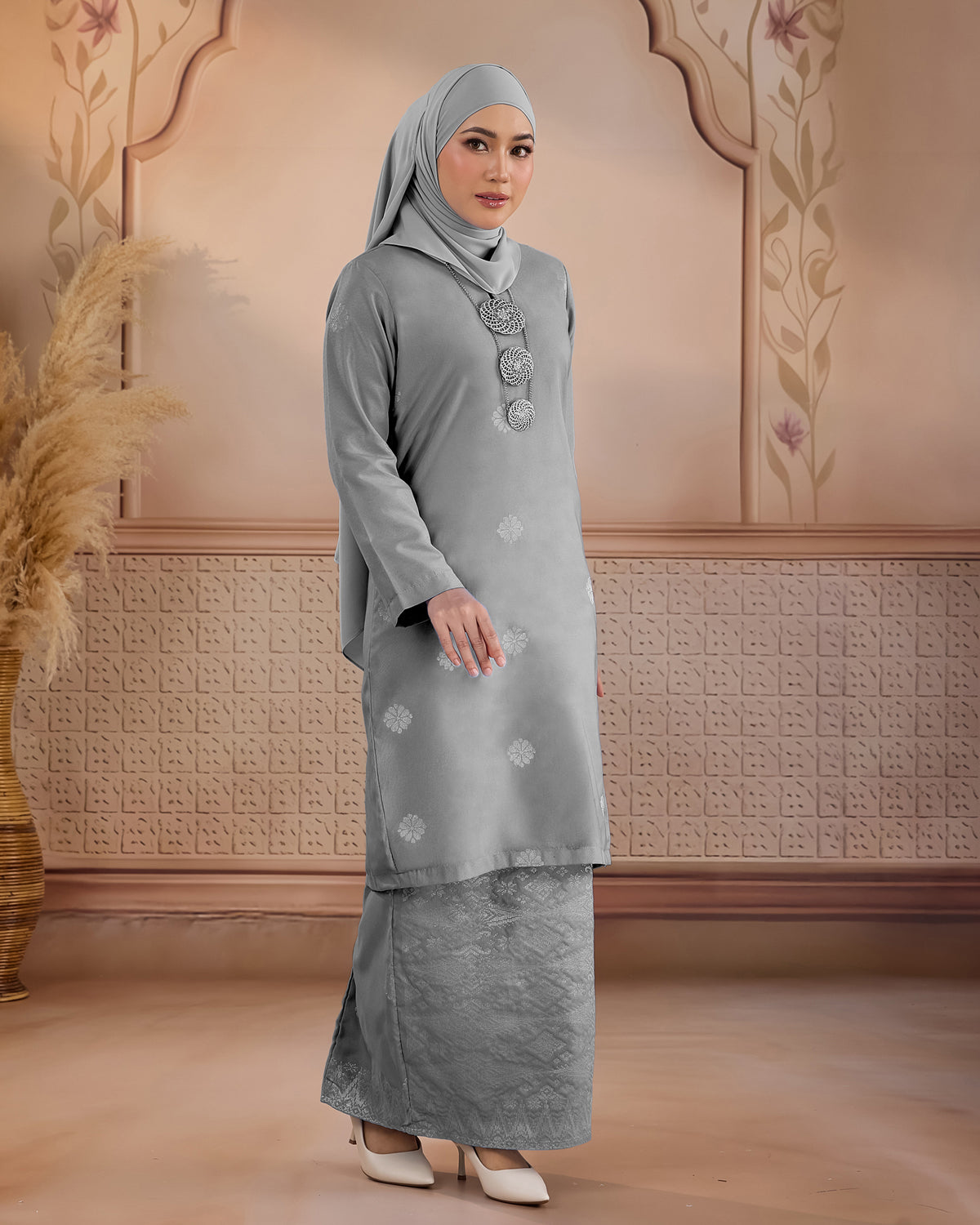 KURUNG LAYLA (MODEN) | GREY - SILVER