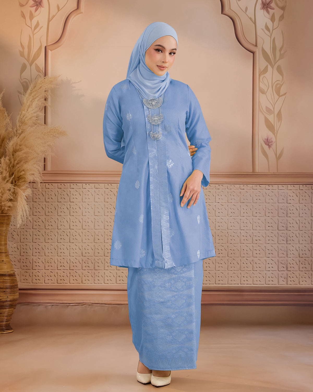 KURUNG ANGGUN (KEBAYA) | BABY BLUE - SILVER