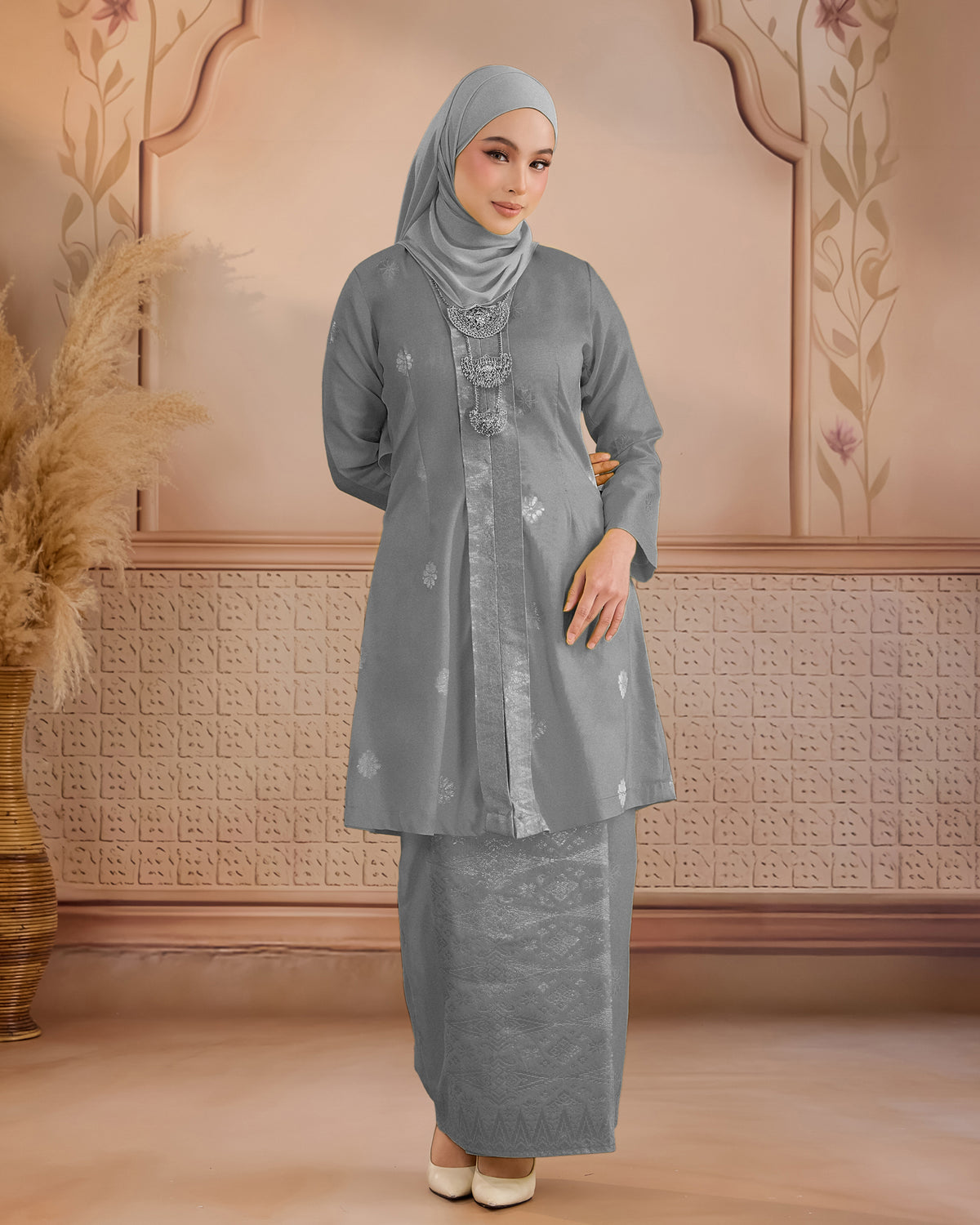 KURUNG ANGGUN (KEBAYA) | GREY - SILVER