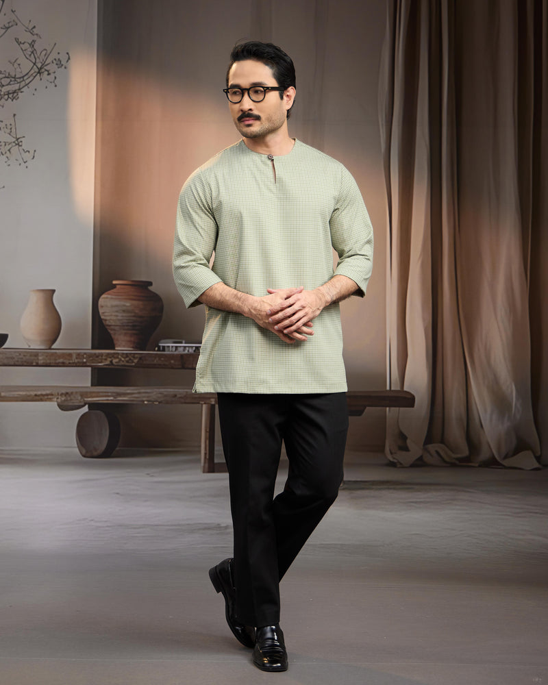 KURTA BAHARI (Checked) - DUSTY GREEN