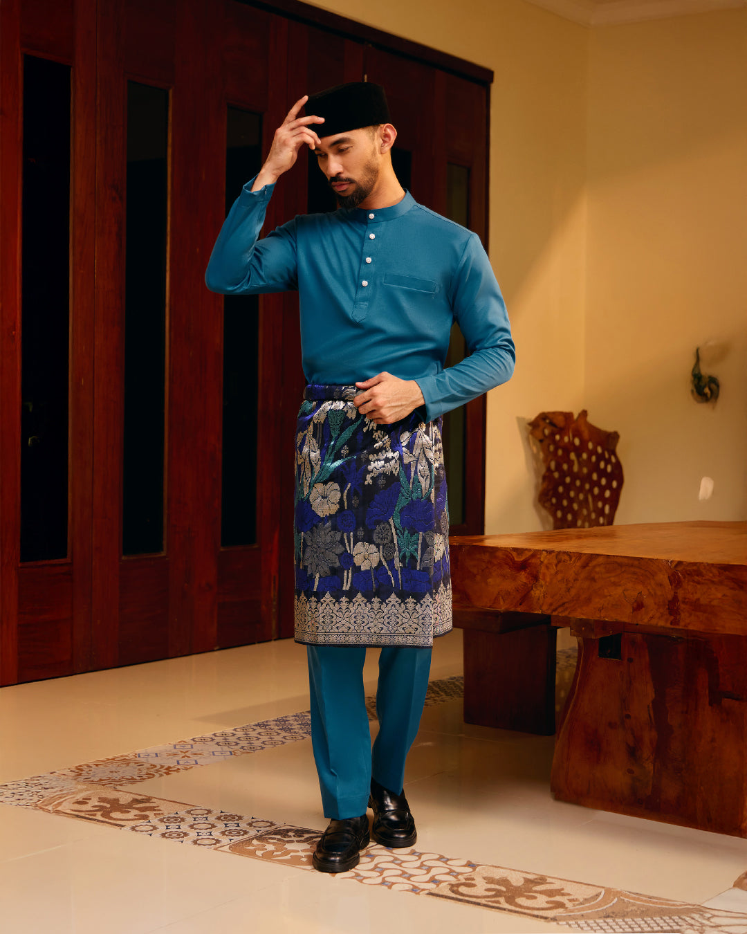 BAJU MELAYU MEGAT (CEKAK MUSANG) - TEAL BLUE (Baju Melayu ONLY)