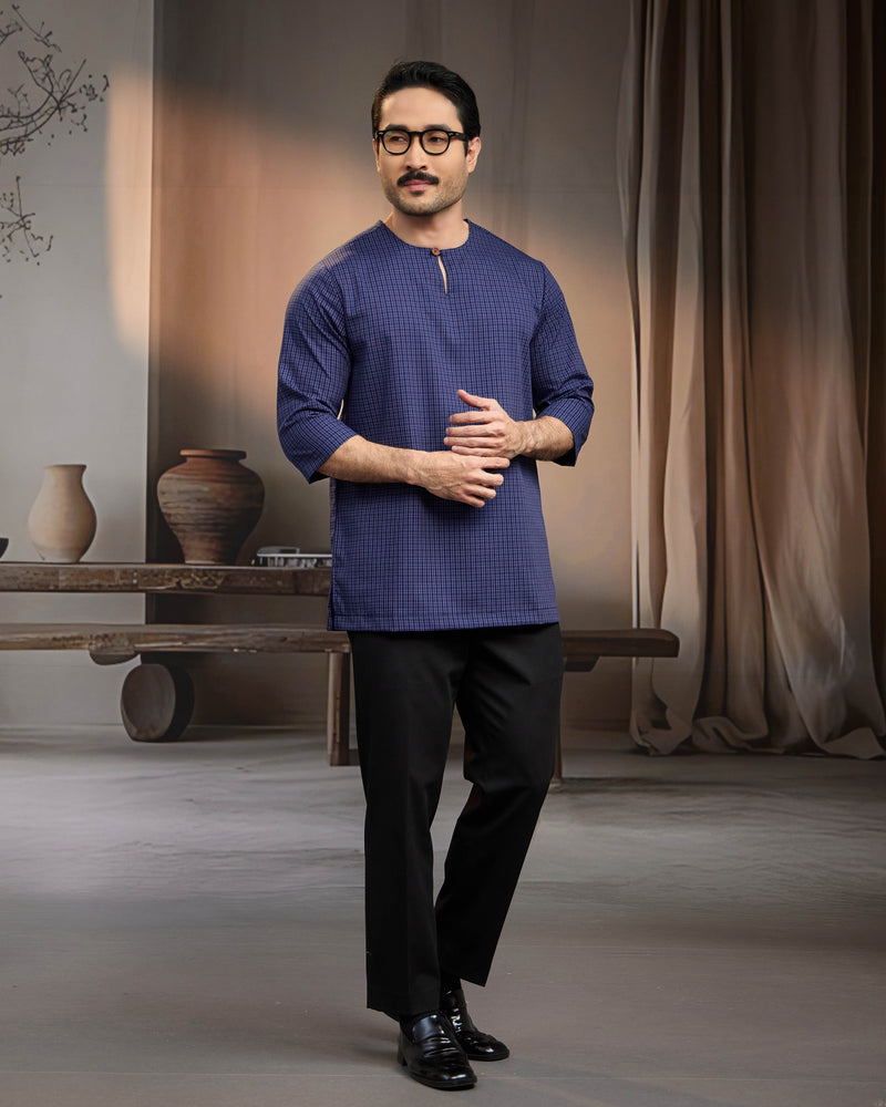 KURTA BAHARI (Checked) - NAVY BLUE