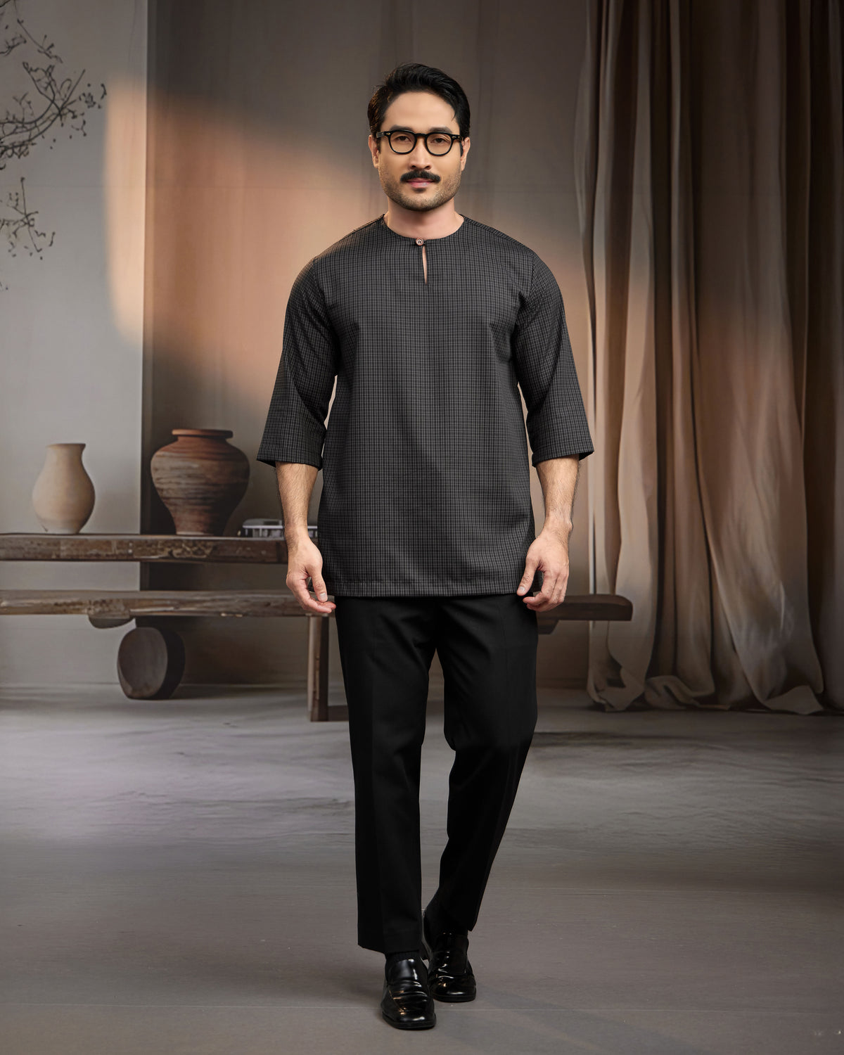 KURTA BAHARI (Checked) - BLACK