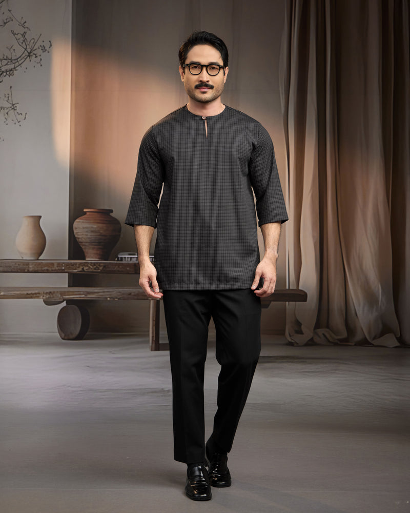 KURTA BAHARI (Checked) - BLACK