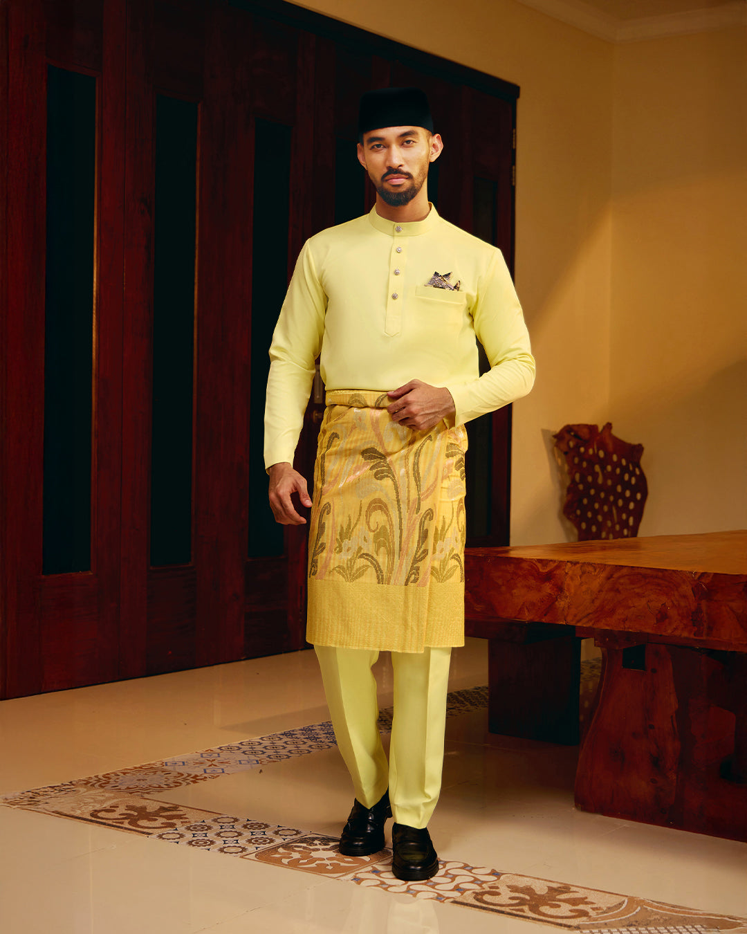 BAJU MELAYU MEGAT (CEKAK MUSANG) - SOFT YELLOW (Baju Melayu ONLY)