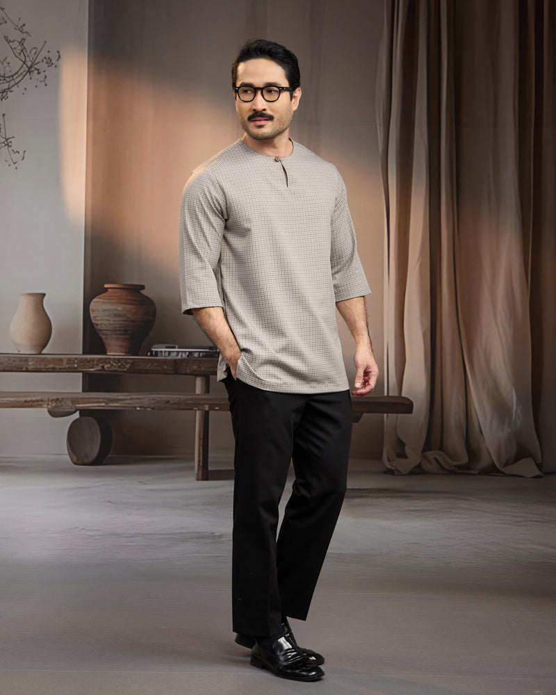 KURTA BAHARI (Checked) - GREY