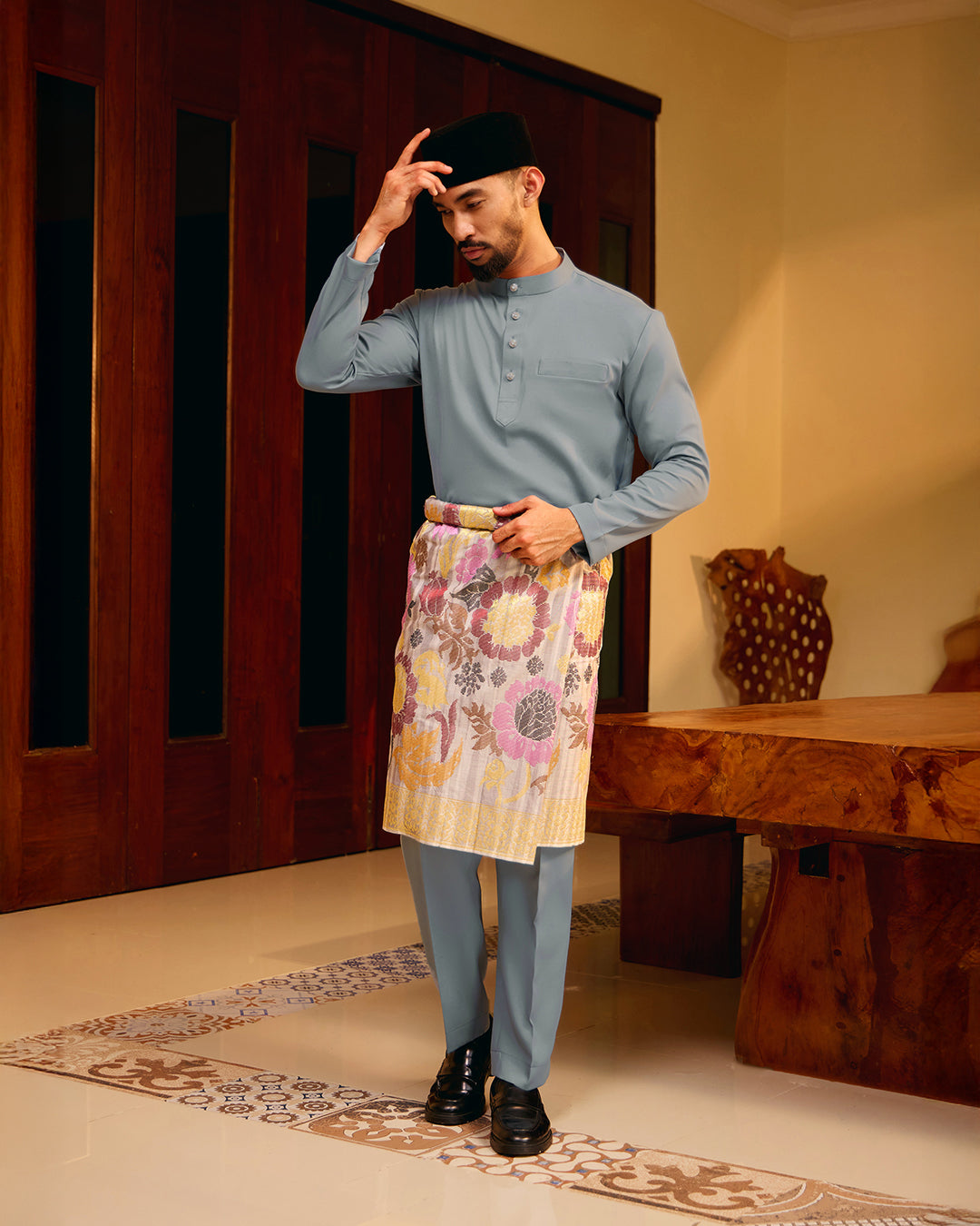 BAJU MELAYU MEGAT (CEKAK MUSANG) - ASH BLUE (Baju Melayu ONLY)