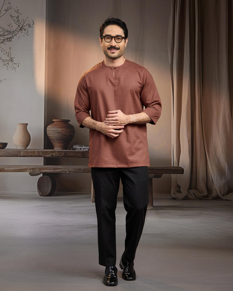 KURTA BAHARI (Checked) - BROWN