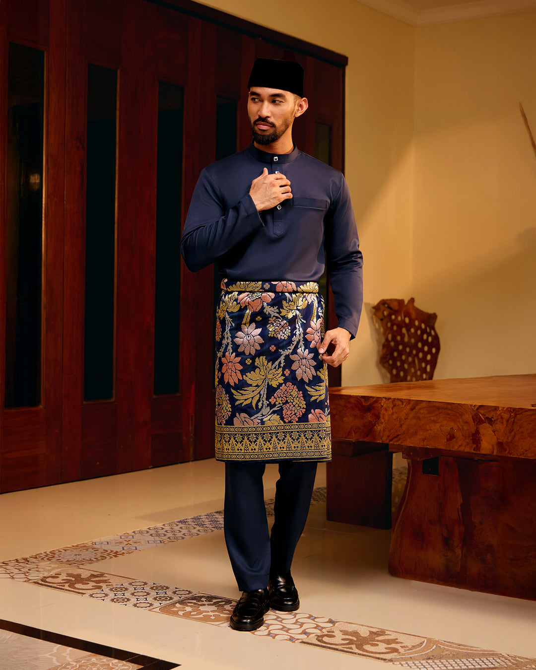 BAJU MELAYU MEGAT (CEKAK MUSANG) - NAVY BLUE (Baju Melayu ONLY)
