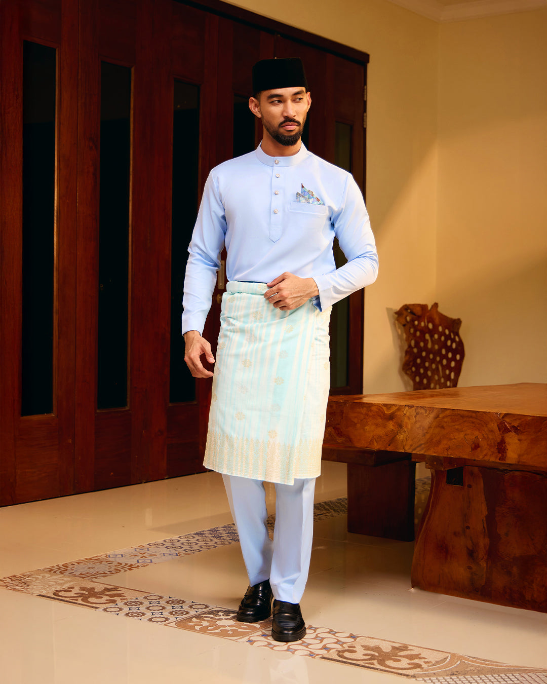 BAJU MELAYU MEGAT (CEKAK MUSANG) - BABY BLUE (Baju Melayu ONLY)