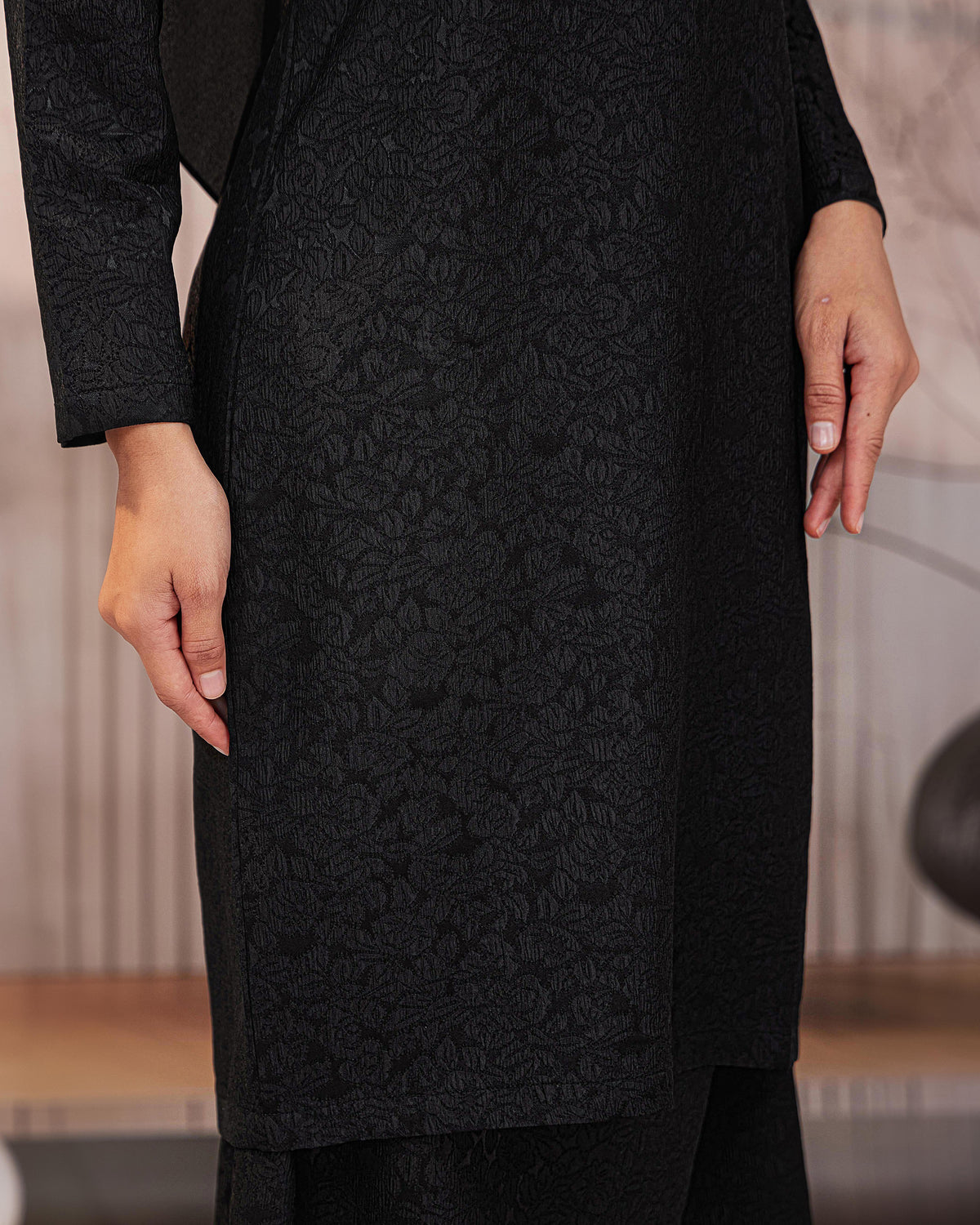 KURUNG ORKED (Moden) - Black | Soft Premium Brocade