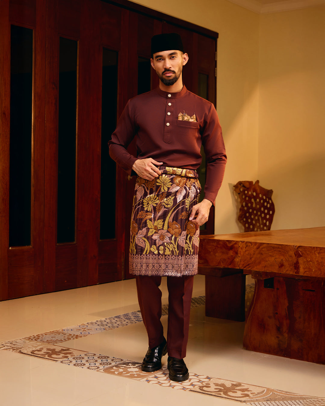 BAJU MELAYU MEGAT (CEKAK MUSANG) - RICH BROWN (Baju Melayu ONLY)