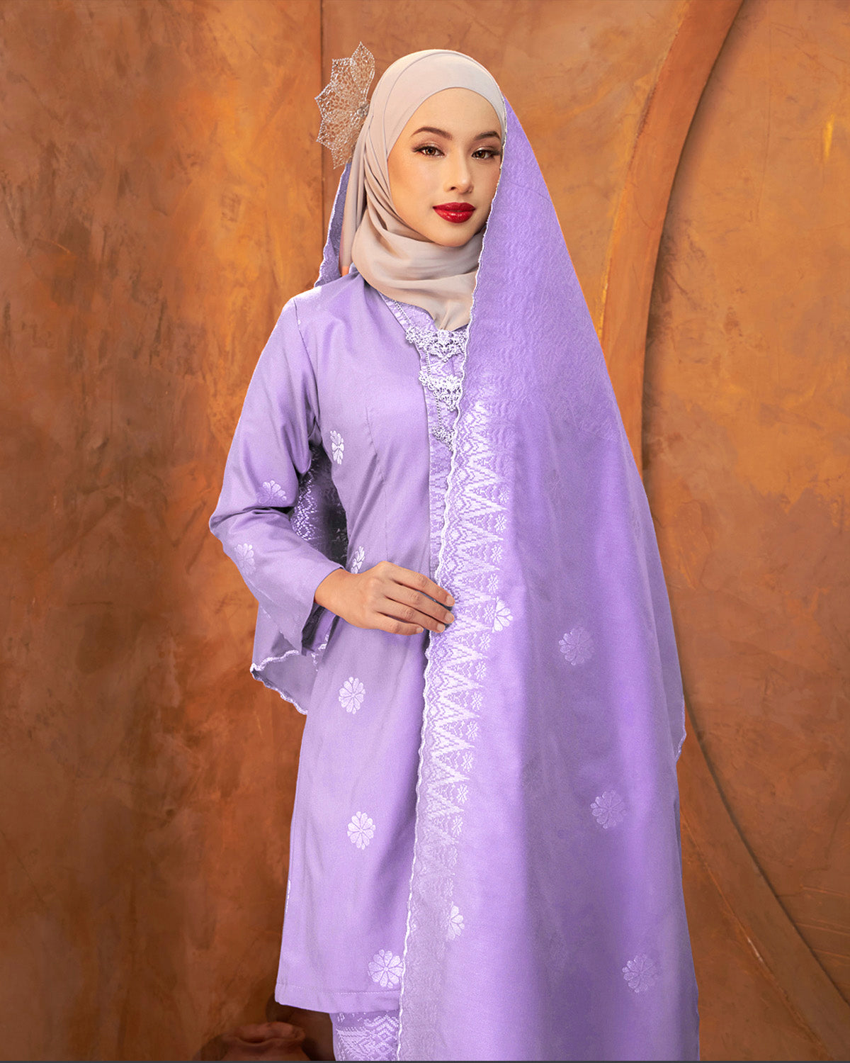 Selendang Songket | Soft Lilac Silver (Thalia)