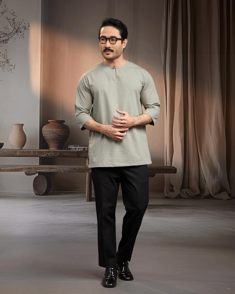 KURTA BAHARI (Checked) - OLIVE