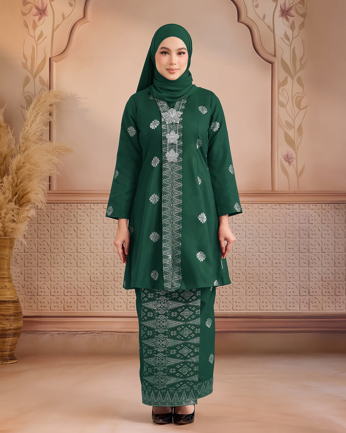 KURUNG ANGGUN (KEBAYA) | EMERALD GREEN - SILVER